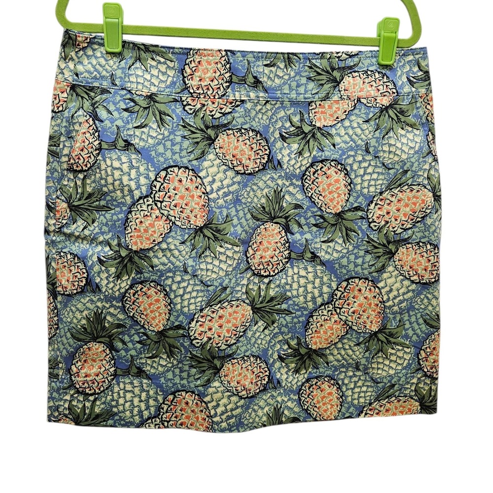 Talbots Petites Pineapple Print Skirt - Blue, Pink,‎ Green - Size 14P
